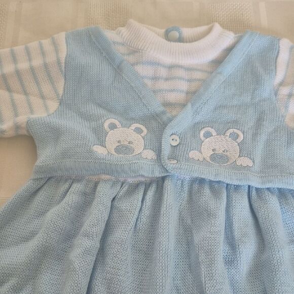 Charming Blue Baby Footie with Bear Embroidery - Picture 15 of 16